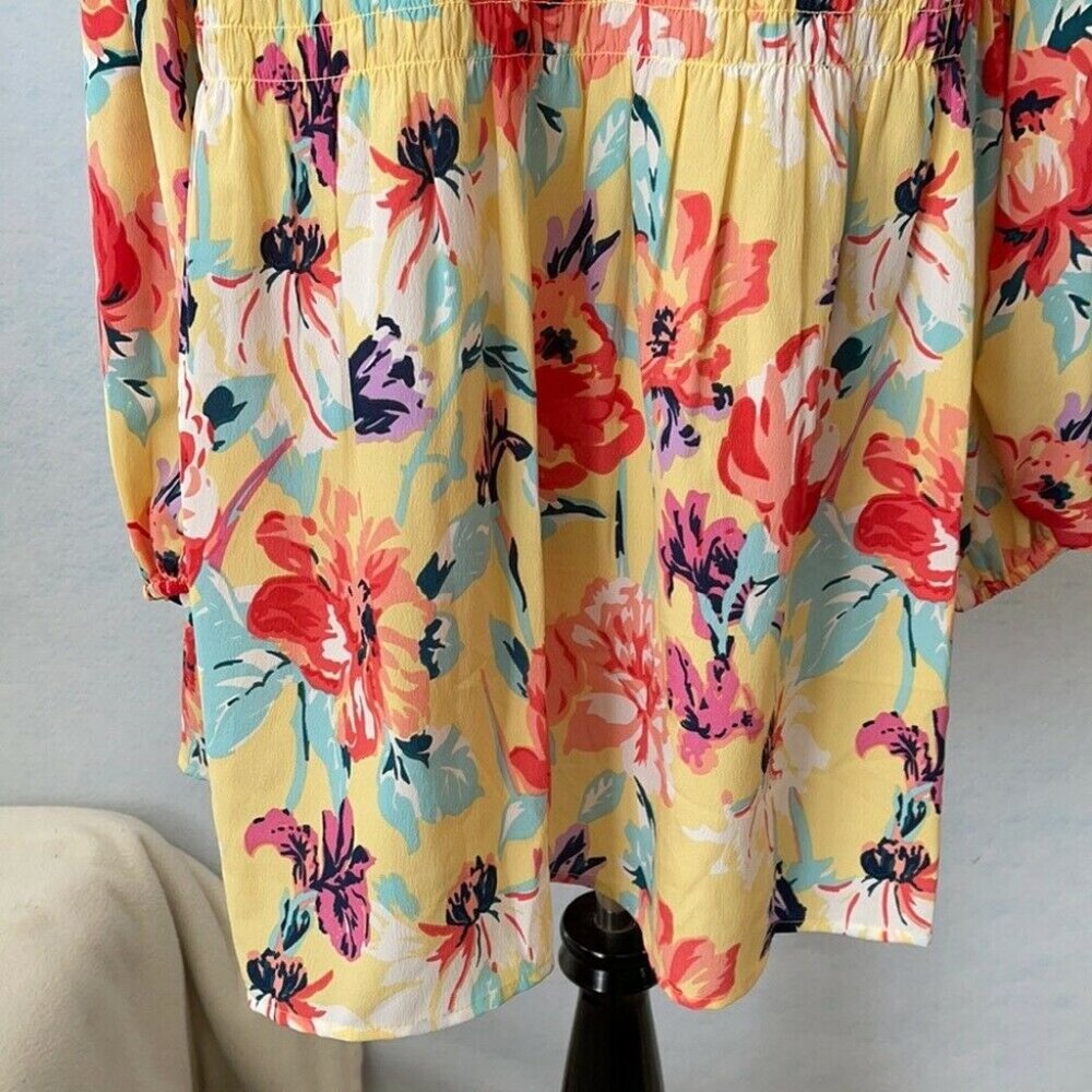 Cafe Marrakesh Ruffle Neck Button Up Ruched Blouse, Size 3X - Picture 7 of 9
